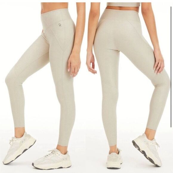 Good American Angled Rib Leggings Small Beige - Picture 1 of 6